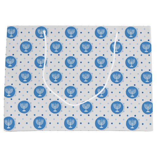 Hanukkah Menorah auf Polka Dots Große Geschenktüte (Vorderseite)