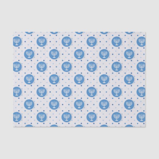 Hanukkah Menorah auf Polka Dots Seidenpapier (Vorderseite)