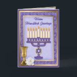 Hanukkah Menorah Blessings Feiertagskarte<br><div class="desc">Richtig detaillierte Hanukkah-Karte mit Menorah,  Star of David ,  Chalice und Rose.</div>