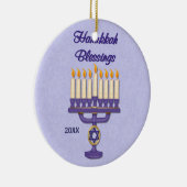 Hanukkah Menorah Blessings Keramikornament (Rechts)