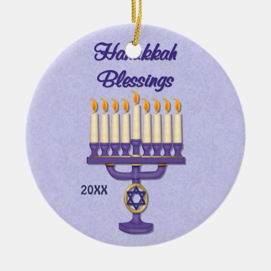 Hanukkah Menorah Blessings Keramikornament (Vorne)