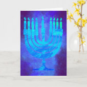 Hanukkah Menorah Blue Smoke Wasserfarbener Urlaub Karte (Gelbe Blume)