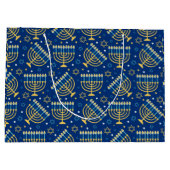 Hanukkah Menorah Blue Star Jüdische große Geschenk Geschenktüte (Rückseite)