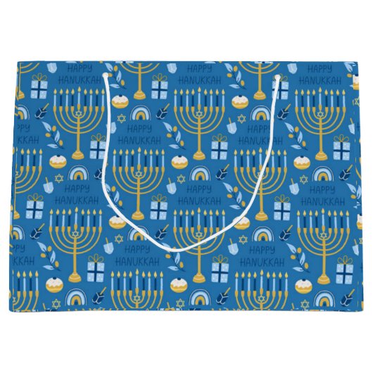 Hanukkah Menorah Blue Star Jüdische große Geschenk Große Geschenktüte (Vorderseite)