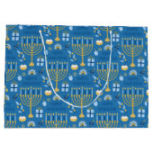 Hanukkah Menorah Blue Star Jüdische große Geschenk Große Geschenktüte (Rückseite)