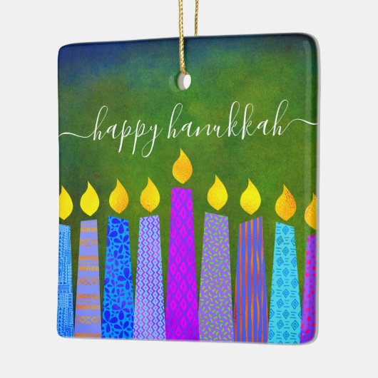 Hanukkah Menorah Candle Script Name Green Keepake Keramikornament (Links)