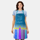 Hanukkah Menorah Candle Turquoise Peace Liebe Ligh Schürze (Getragen)