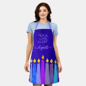 Hanukkah Menorah Candles auf dem Blue Peace Liebe  Schürze (Getragen)