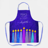 Hanukkah Menorah Candles auf dem Blue Peace Liebe  Schürze (Vorderseite)