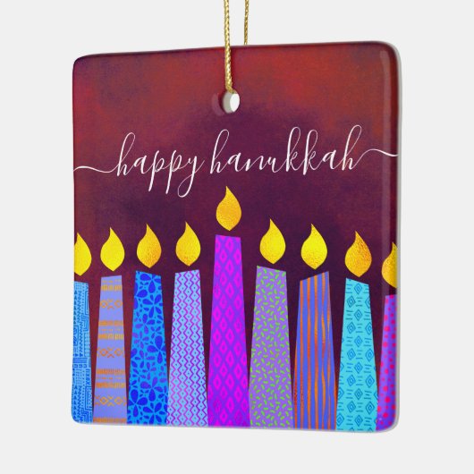 Hanukkah Menorah Candles Script Name Red Keepake Keramikornament (Links)