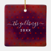 Hanukkah Menorah Candles Script Name Red Keepake Keramikornament (Rückseite)