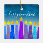 Hanukkah Menorah Candles Türkis Keepake Custom Keramikornament (Vorderseite)