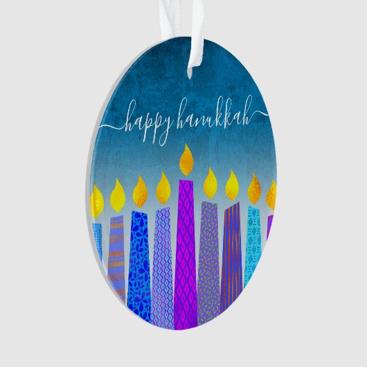 Hanukkah Menorah Candles Türkis Keepake Custom Ornament (Vorderseite)