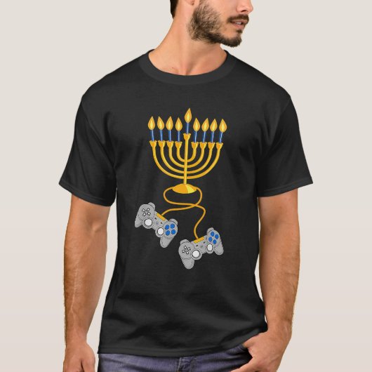 Hanukkah Menorah Candles Video Game Controller T-Shirt (Vorderseite)