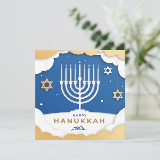 Hanukkah Menorah Card (Stehend Vorderseite)