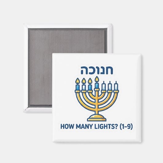 Hanukkah Menorah Counting Game - Educational Math Magnet (Vorderseite/Rückseite)
