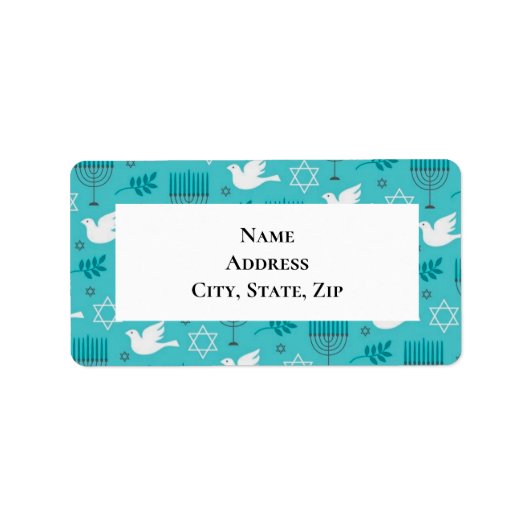 Hanukkah Menorah Dove Star Adressaufkleber (Vorne)