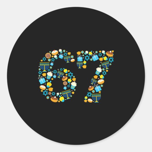 Hanukkah Menorah Dreidel 67 Festive Chanukah Six S Runder Aufkleber (Vorderseite)