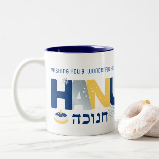 HANUKKAH Menorah Dreidel Coffee Tasse (Mit Donut)
