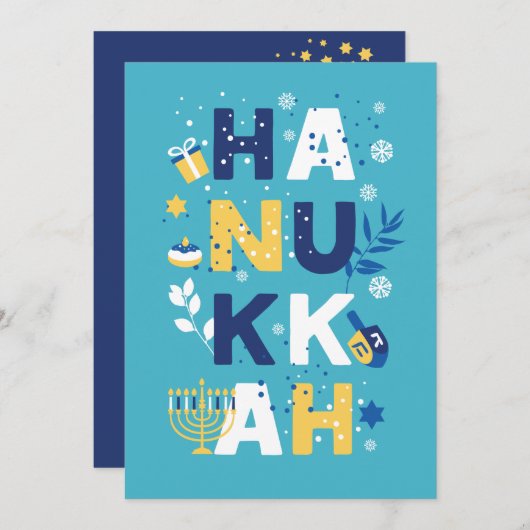 HANUKKAH Menorah Dreidel Greeting Card (Vorne/Hinten)