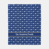 Hanukkah Menorah Dreidel Muster Custom Blue Fleecedecke (Vorderseite)