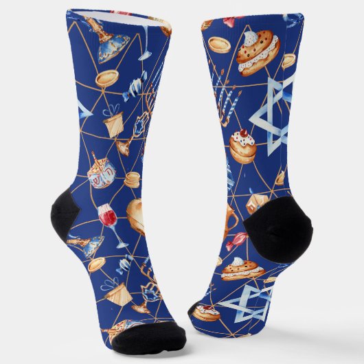 Hanukkah Menorah Dreidel Socken (Gewinkelt)