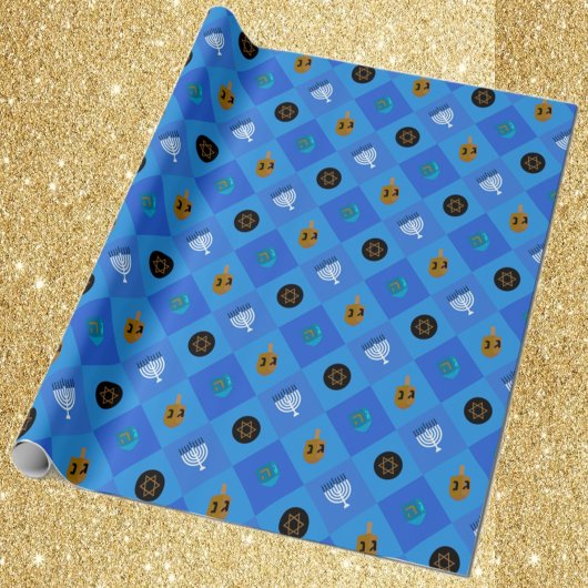 Hanukkah Menorah Dreidels Star Geschenkpapier