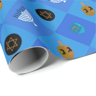 Hanukkah Menorah Dreidels Star Geschenkpapier