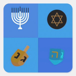 Hanukkah Menorah Dreidels Star Quadratischer Aufkleber