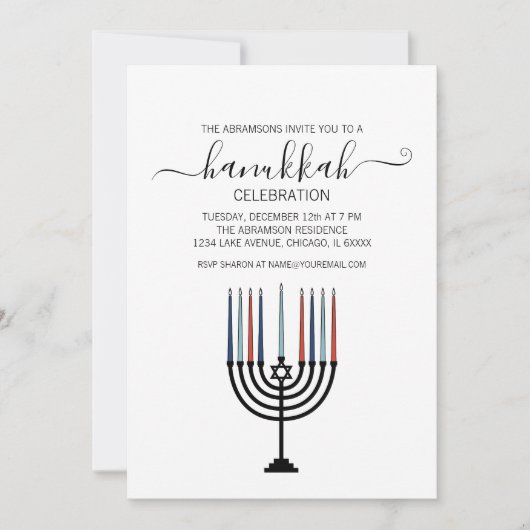 Hanukkah Menorah Feier Einladung (Vorderseite)