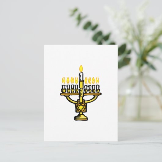 Hanukkah Menorah Feiertagspostkarte (Stehend Vorderseite)