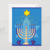 hanukkah menorah feiertagspostkarte (Vorne/Hinten)