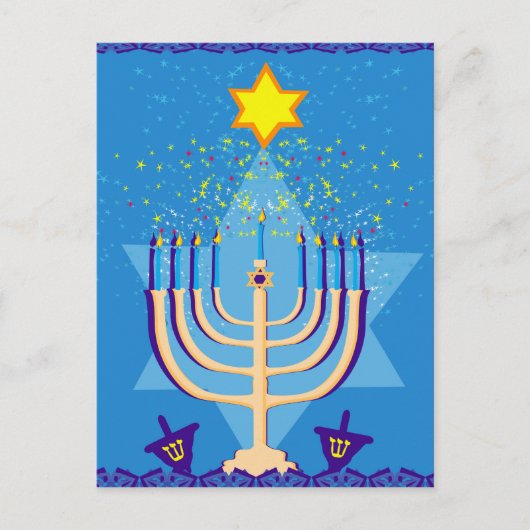 hanukkah menorah feiertagspostkarte (Vorderseite)