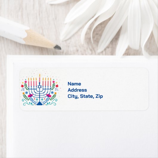 Hanukkah Menorah Floral Label (Insitu)