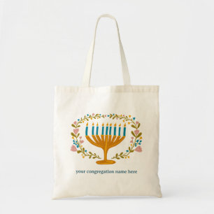 HANUKKAH Menorah floraljüdischer Urlaub CUSTOM Tragetasche