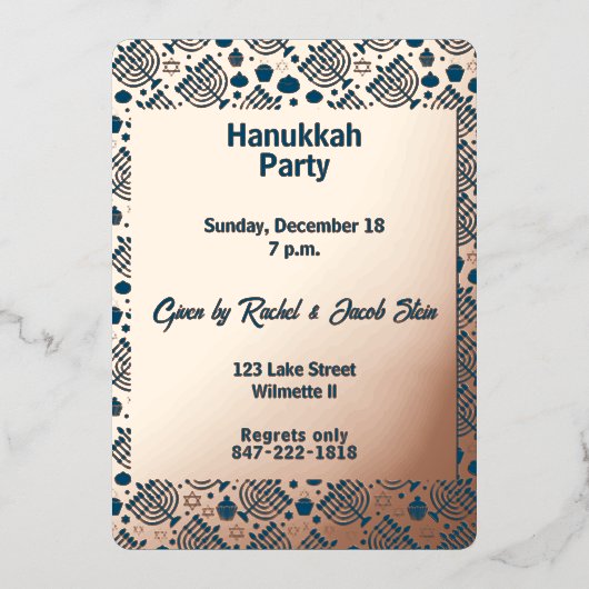 Hanukkah menorah folieneinladung (Vorderseite)