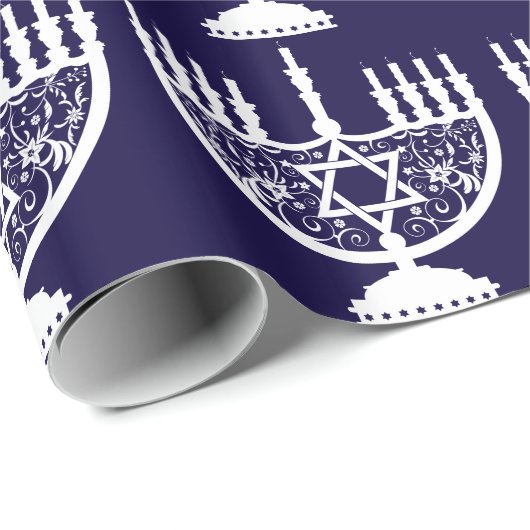 Hanukkah Menorah Geschenkpapier (Rolleneckpunkt)