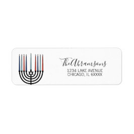 Hanukkah Menorah Holiday Address Label