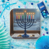 Hanukkah Menorah Holiday Paper Plate Pappteller (Party)