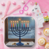 Hanukkah Menorah Holiday Paper Plate Pappteller (Party)