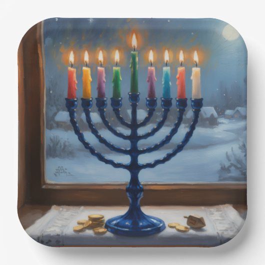 Hanukkah Menorah Holiday Paper Plate Pappteller (Vorderseite)