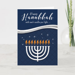 Hanukkah Menorah in Blau und Weiß Moderne Thema Feiertagskarte