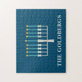 Hanukkah Menorah in Blue Personalisiert Puzzle (Vertikal)