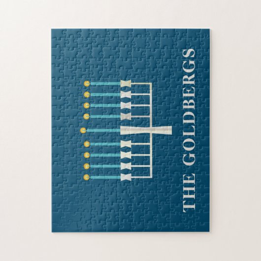 Hanukkah Menorah in Blue Personalisiert   Puzzle (Vertikal)