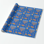 Hanukkah Menorah Jewish Holiday Pattern Geschenkpapier<br><div class="desc">Hanukkah Menorah Jüdisches Urlaubsmusterpapier</div>