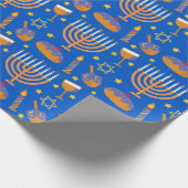Hanukkah Menorah Jewish Holiday Pattern Geschenkpapier (Ecke)