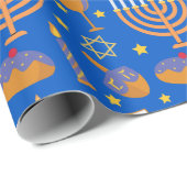Hanukkah Menorah Jewish Holiday Pattern Geschenkpapier (Rolleneckpunkt)
