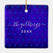 Hanukkah Menorah-Kerzen auf blauem Keepsack, kunde Keramikornament (Rückseite)