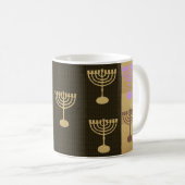 Hanukkah Menorah Lights Holiday Gold Symbol Kaffeetasse (VorderseiteRechts)