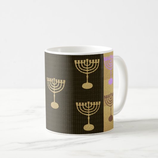 Hanukkah Menorah Lights Holiday Gold Symbol Kaffeetasse (VorderseiteRechts)